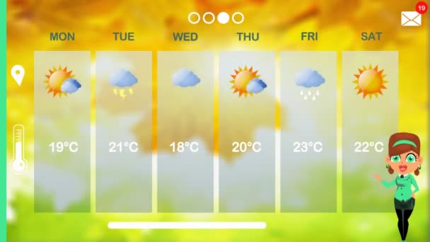 Previsioni Meteo Animazione Vettoriale — Video Stock