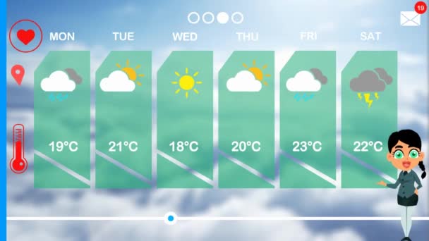 Previsioni Meteo Animazione Vettoriale — Video Stock