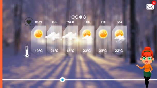 Прогноз Погоды Векторной Анимации — стоковое видео
