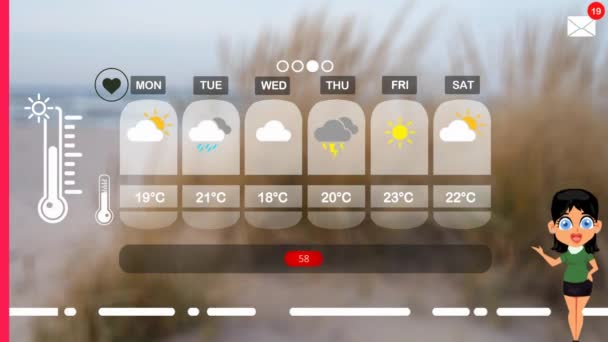 Прогноз Погоды Векторной Анимации — стоковое видео