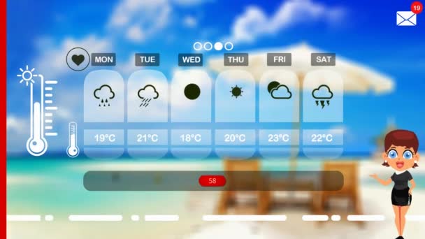 Прогноз Погоды Векторной Анимации — стоковое видео