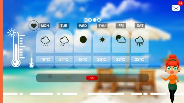 Previsão Meteorológica Animação Vetorial — Vídeo de Stock