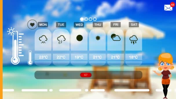 Previsão Meteorológica Animação Vetorial — Vídeo de Stock