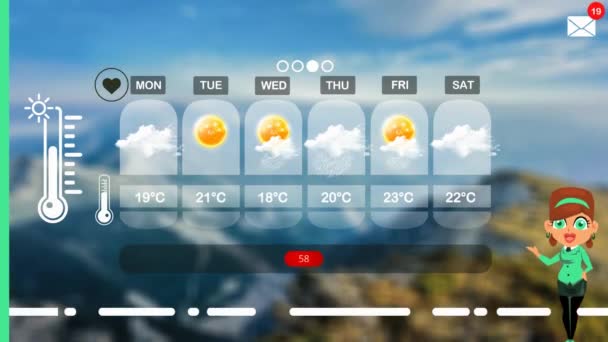 Pronóstico Del Tiempo Animación Vectorial — Vídeos de Stock