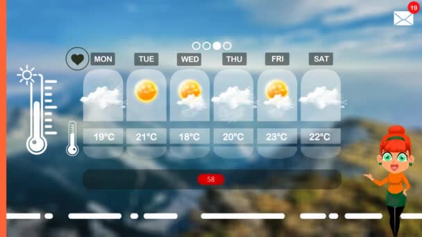 Pronóstico Del Tiempo Animación Vectorial — Vídeos de Stock