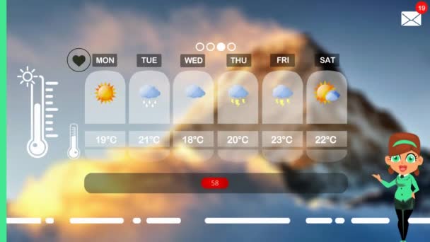 Prognoza Meteo Orașul Vector Animation — Videoclip de stoc