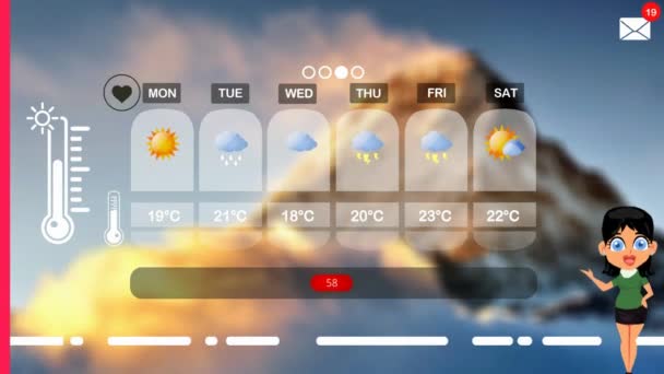 Prognoza Meteo Orașul Vector Animation — Videoclip de stoc