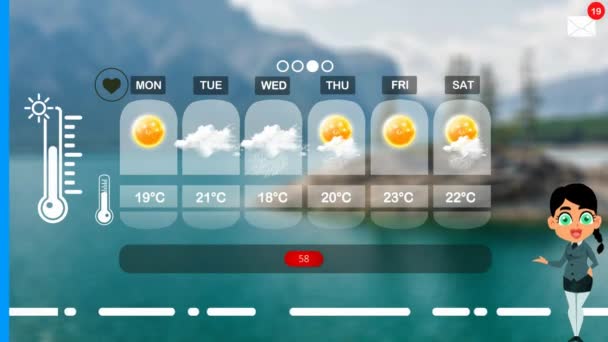 Previsão Meteorológica Animação Vetorial — Vídeo de Stock