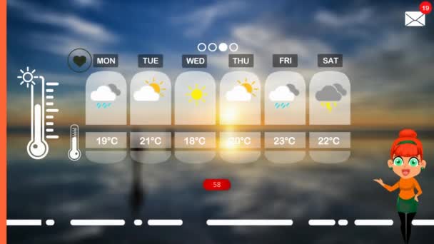 Pronóstico Del Tiempo Animación Vectorial — Vídeos de Stock