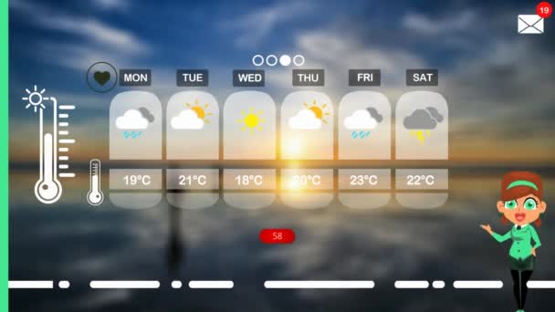 Previsão Meteorológica Animação Vetorial — Vídeo de Stock