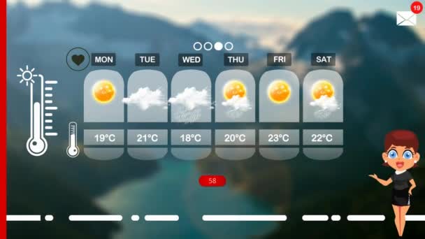 Pronóstico Del Tiempo Animación Vectorial — Vídeos de Stock