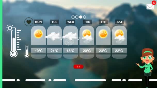 Pronóstico Del Tiempo Animación Vectorial — Vídeos de Stock