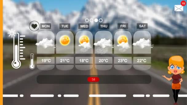 矢量动画中的天气预报 — 图库视频影像