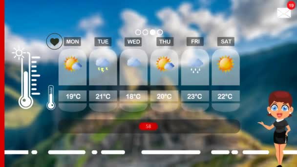 Previsão Meteorológica Animação Vetorial — Vídeo de Stock