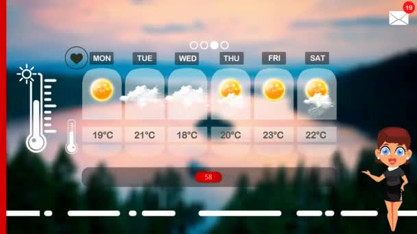 Previsioni Meteo Animazione Vettoriale — Video Stock