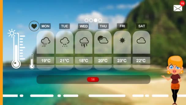 Previsão Meteorológica Animação Vetorial — Vídeo de Stock