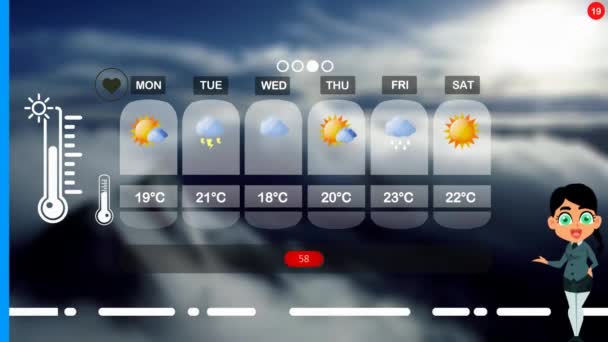 Previsioni Meteo Animazione Vettoriale — Video Stock