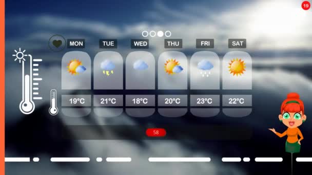 Pronóstico Del Tiempo Animación Vectorial — Vídeos de Stock