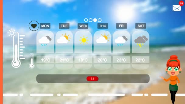 Pronóstico Del Tiempo Animación Vectorial — Vídeos de Stock