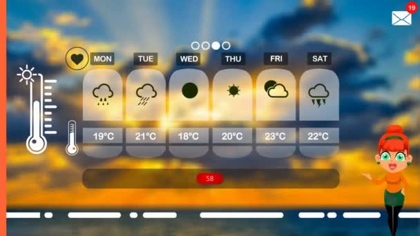 Previsioni Meteo Animazione Vettoriale — Video Stock