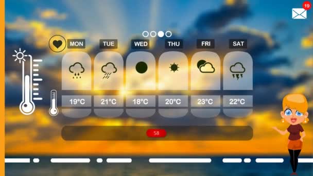 Previsioni Meteo Animazione Vettoriale — Video Stock