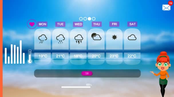 Prognoza Meteo Orașul Vector Animation — Videoclip de stoc