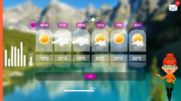 Previsão Meteorológica Animação Vetorial — Vídeo de Stock