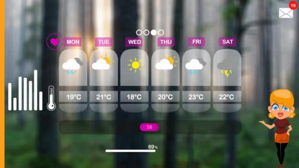 Πρόγνωση Καιρού Κινούμενη Εικόνα Διάνυσμα — Αρχείο Βίντεο