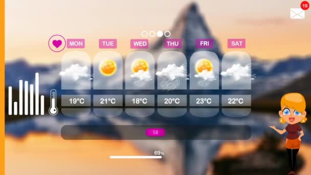 Prakiraan Cuaca Dalam Animasi Vektor — Stok Video