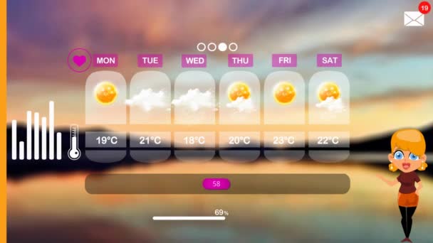 Previsioni Meteo Animazione Vettoriale — Video Stock