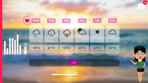 Прогноз Погоды Векторной Анимации — стоковое видео