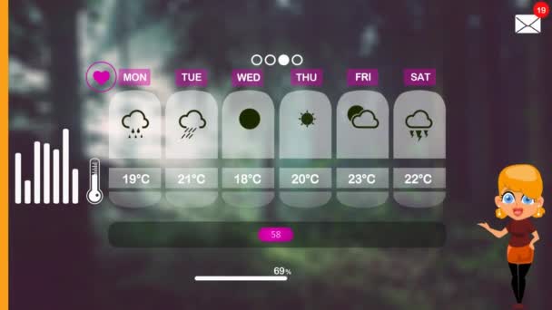 Прогноз Погоди Векторній Анімації — стокове відео