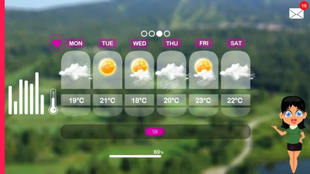 Previsioni Meteo Animazione Vettoriale — Video Stock