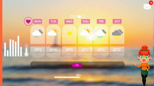 Prognoza Meteo Orașul Vector Animation — Videoclip de stoc