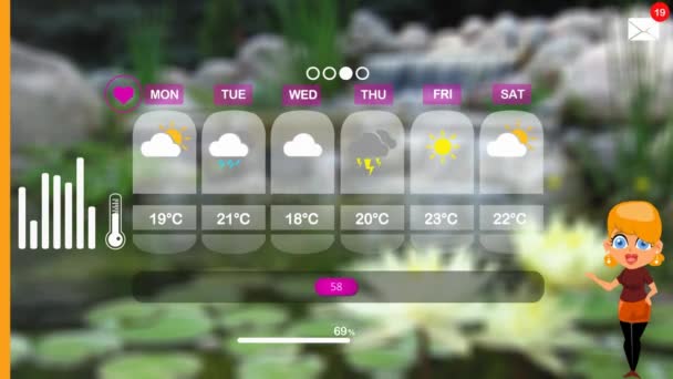 矢量动画中的天气预报 — 图库视频影像