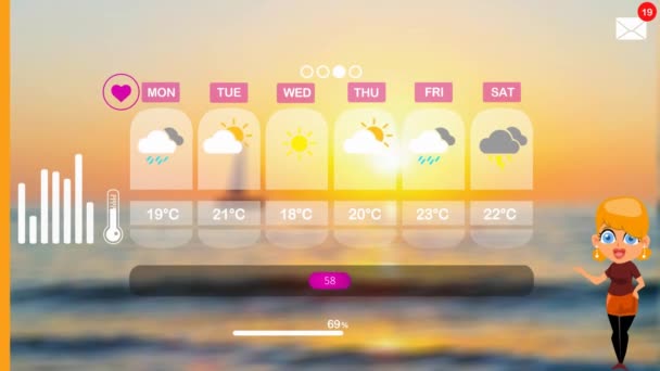 Prognoza Meteo Orașul Vector Animation — Videoclip de stoc