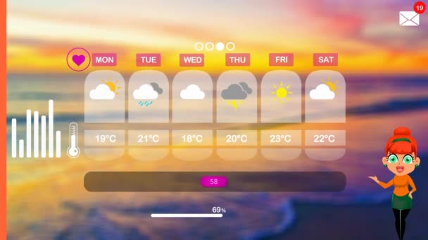 Previsão Meteorológica Animação Vetorial — Vídeo de Stock