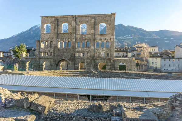 Římské Hradby Aosta Augusta Praetoria — Stock fotografie