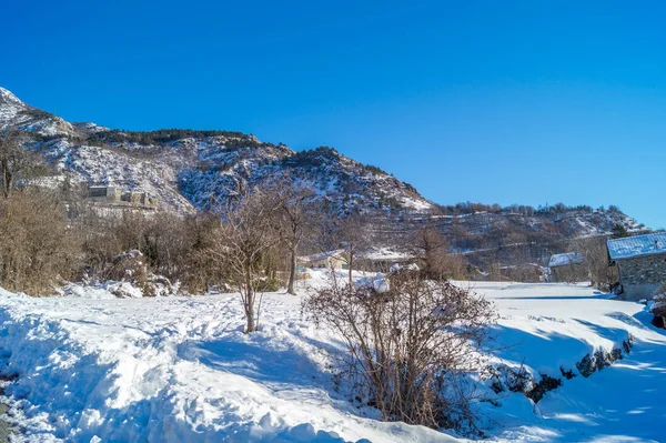 Panorama Montaña Invierno Con Nieve Día Soleado —  Fotos de Stock