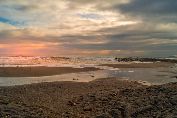 Sunset Beach Frozen Day Winter — Stock Photo, Image