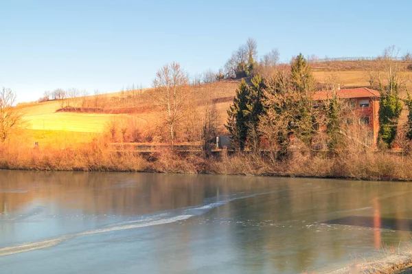 Lago Campo Las Afueras Turín Invierno —  Fotos de Stock