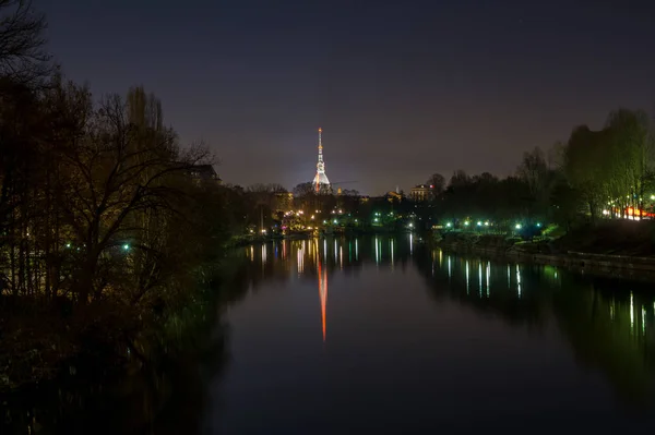 Topo Antonelliana Turín Por Noche — Foto de Stock