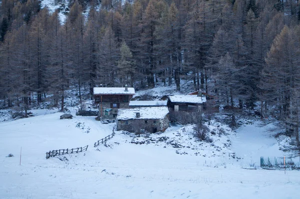 Casa Montagna Nella Neve — Foto Stock