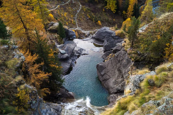 Lillaz Olaszország Cogne Aosta Völgy Vízesés Stock Kép