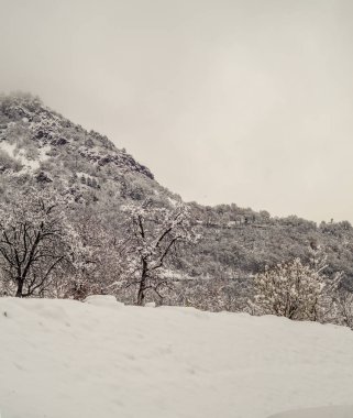 Kışın kar ile dağ panorama