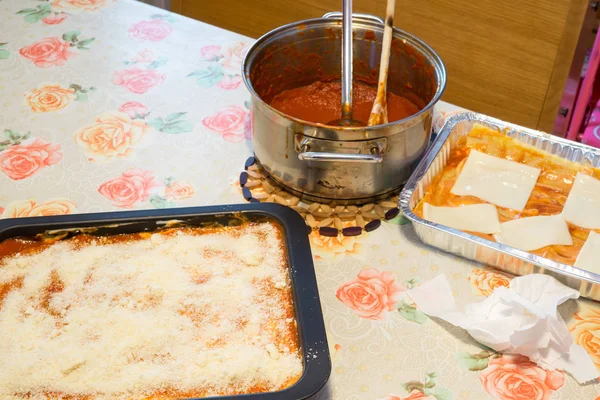 Lasaña Italiana Hecha Mano Lasaña Allá Bolognese —  Fotos de Stock