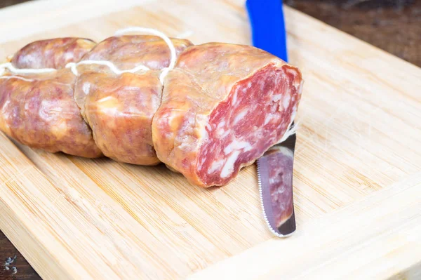 Chopping Board Italian Salami — Stock Photo, Image