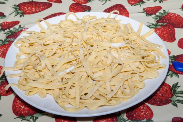 Homemade Tagliatelle Preparing Italian Food — Stock Photo, Image