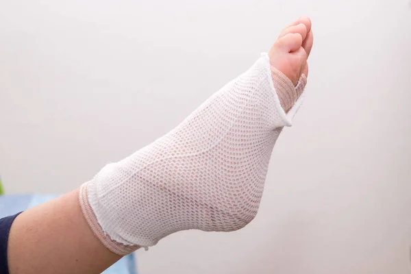 Bandet Vid Foten Fotled Med Bandage — Stockfoto