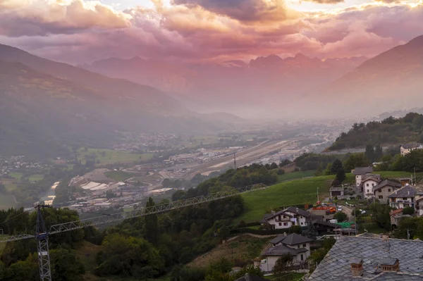 Puesta Sol Montaña Italiana Los Alpes Cielo Colorido — Foto de Stock